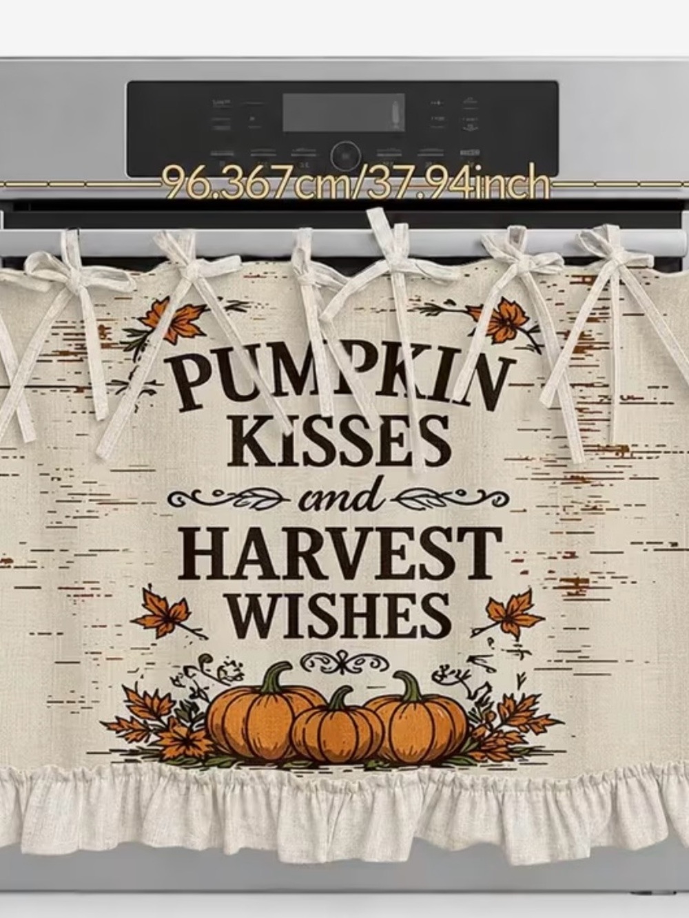 Pumpkin Kisses and Harvest Wishes Oven Cover - Neutral Pumpkin Fall Decor